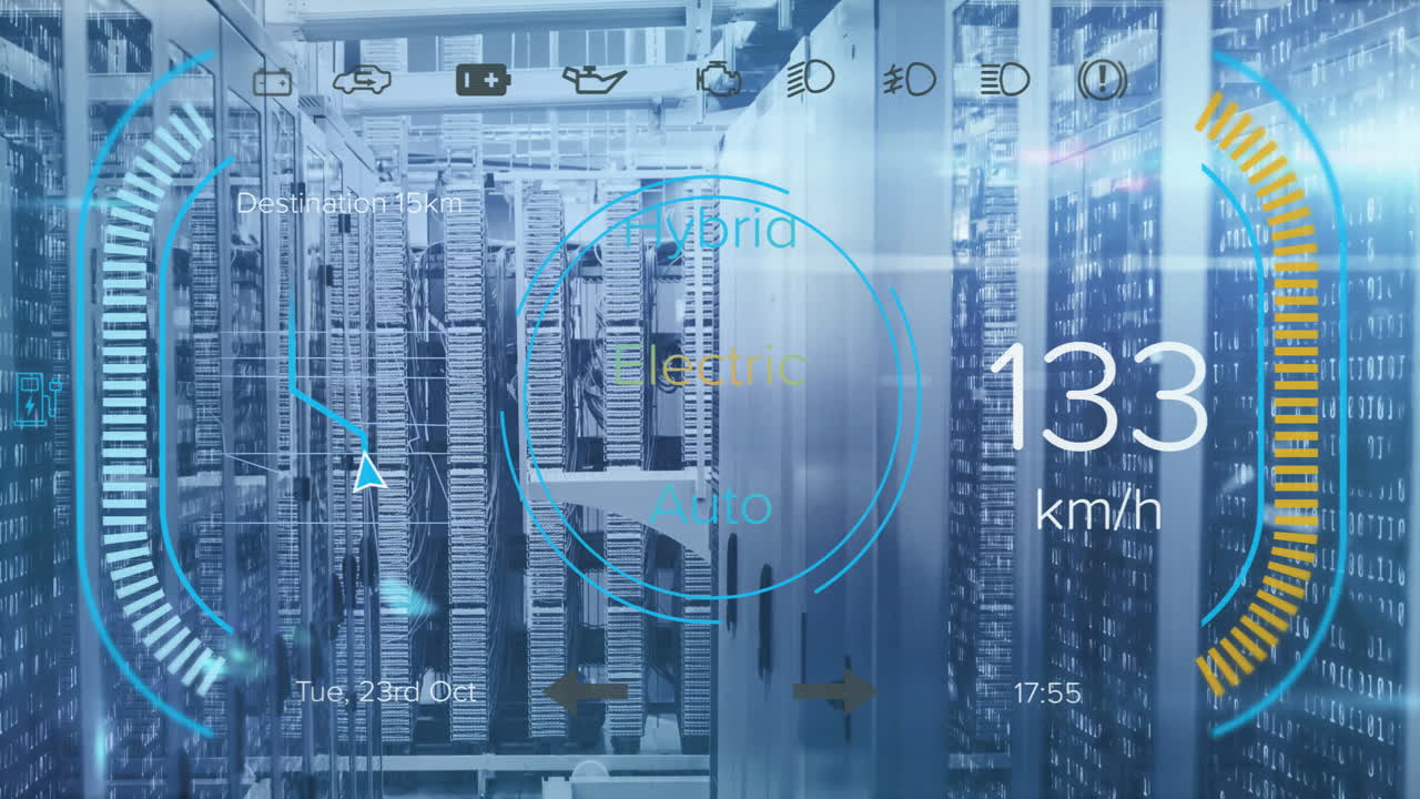 Animation of car panel over server room