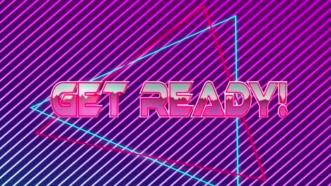 animation of you win text in pink metallic letters over triangles and glowing purple lines