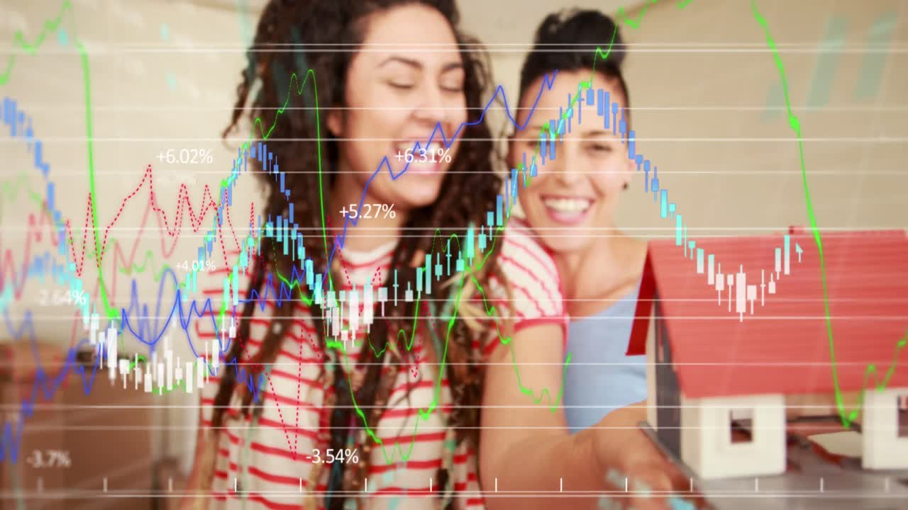 curvas financieras sobre la casa de acogida de parejas jóvenes.