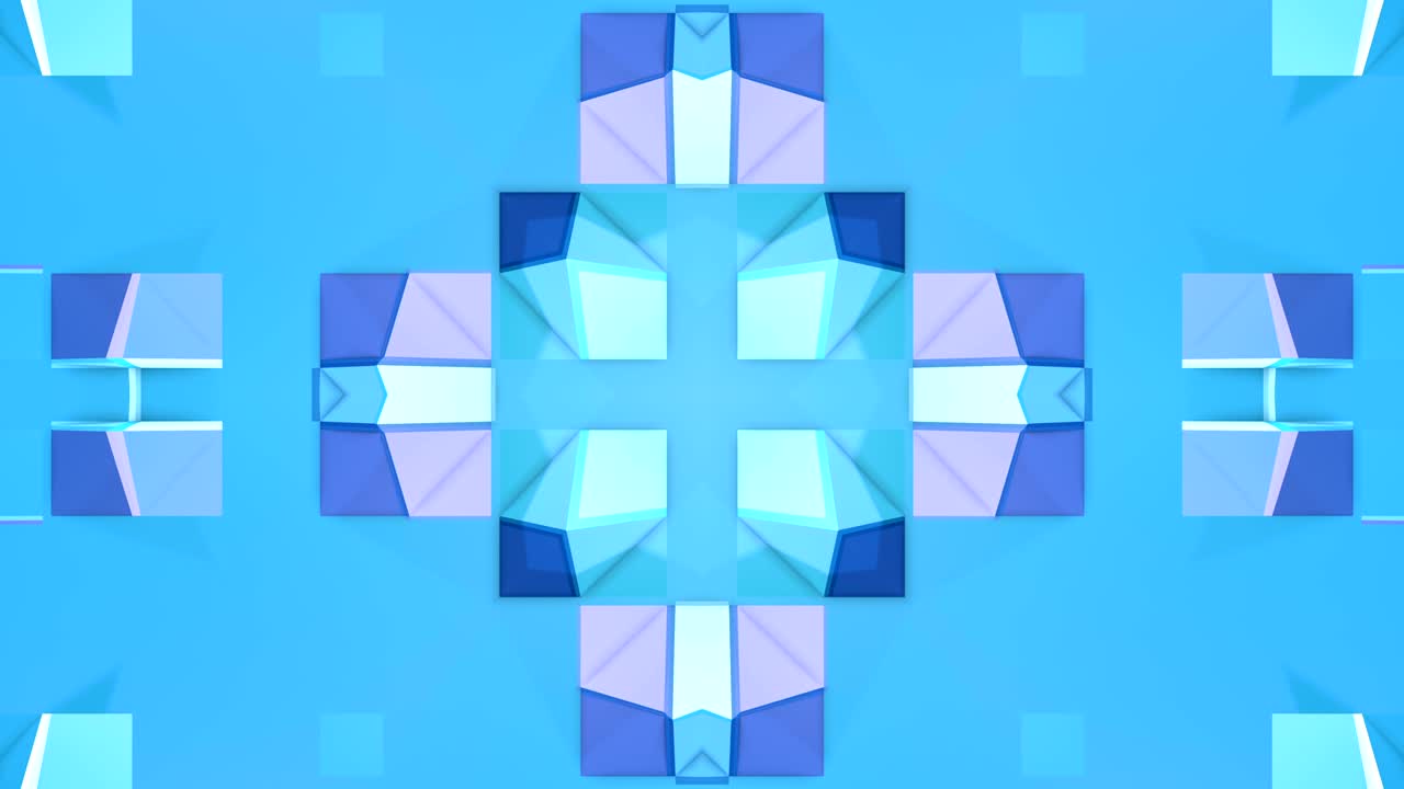 blue low poly geometric abstract background as a moving stained glass or kaleidoscope in 4k. Loop 3d animation, seamless footage in popular low poly style. V10