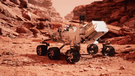 el rover de marte perseverance explorando el planeta rojo. elementos proporcionados por la nasa.