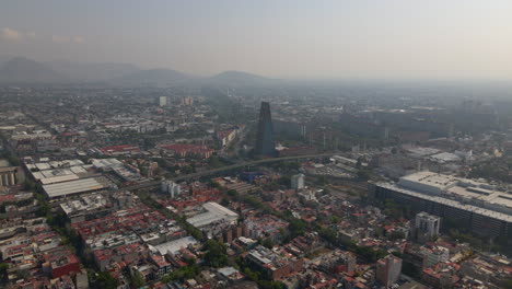Luftaufnahme-Der-Hauptstadt-Mexiko,-Stadtbild,-Gebäude,-Panoramahintergrund