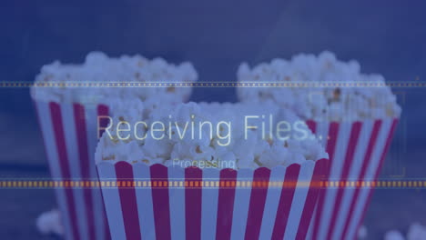 animation of data processing over boxes of popcorn