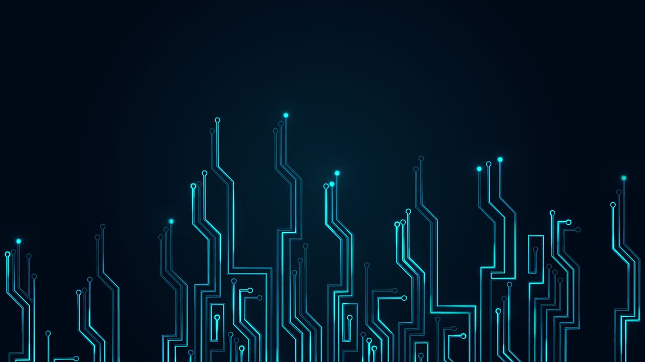 4k loop print circuit board hud technology cyber and futuristic background electrons cpu processing