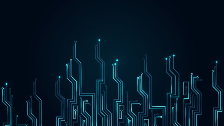 Loop 4K: circuito stampato, tecnologia HUD, sfondo cibernetico e futuristico, elaborazione CPU di elettroni