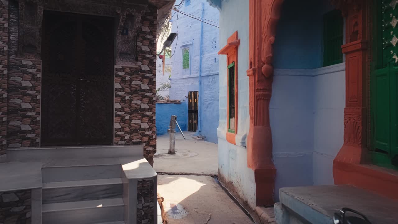 유명한 조드푸르 (jodhpur) 의 길거리와 칠해진 집, 블루 시티 (blue city) 조드푸어, 라자스탄, 인도