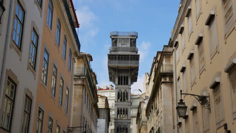 santa justa elevator observation tower in lisbon, portugal