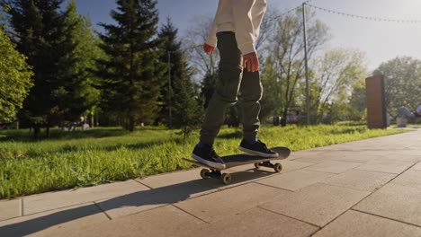 boy skateboarding in a park