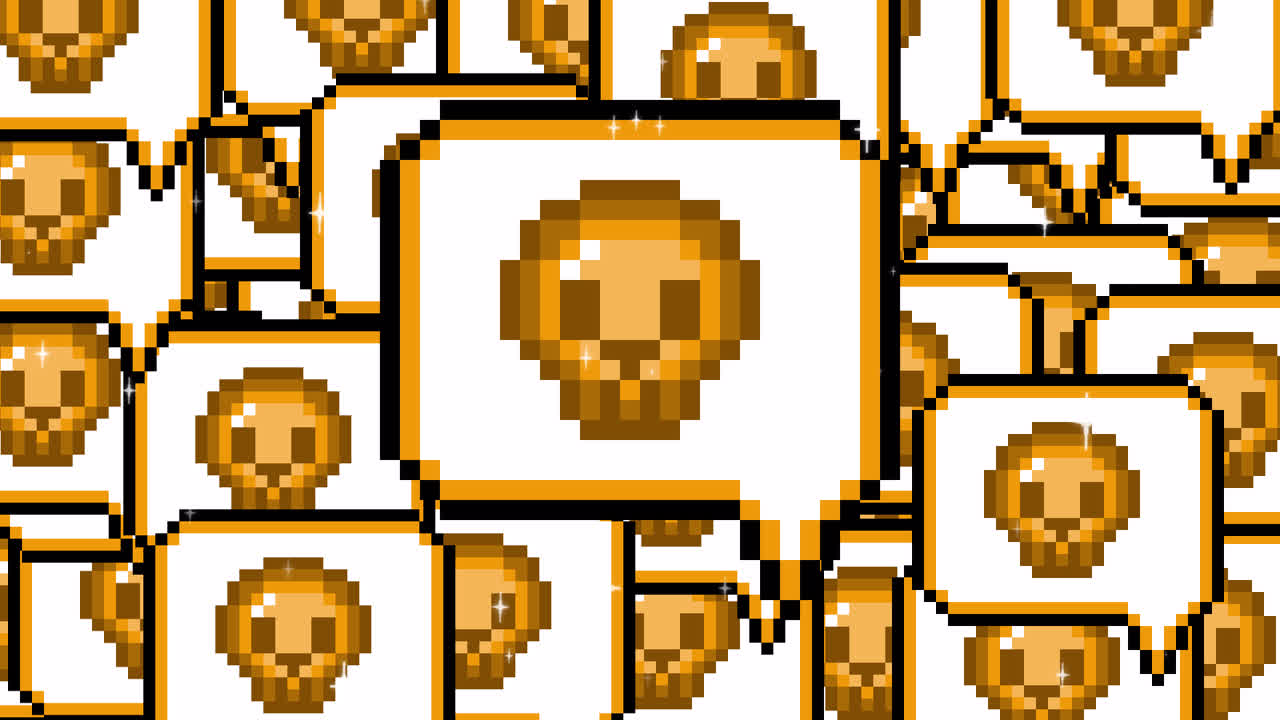 Pixel art pop up speech bubble icon scull Transitions. 1080p - 30 fps - Alpha Channel (8).mov