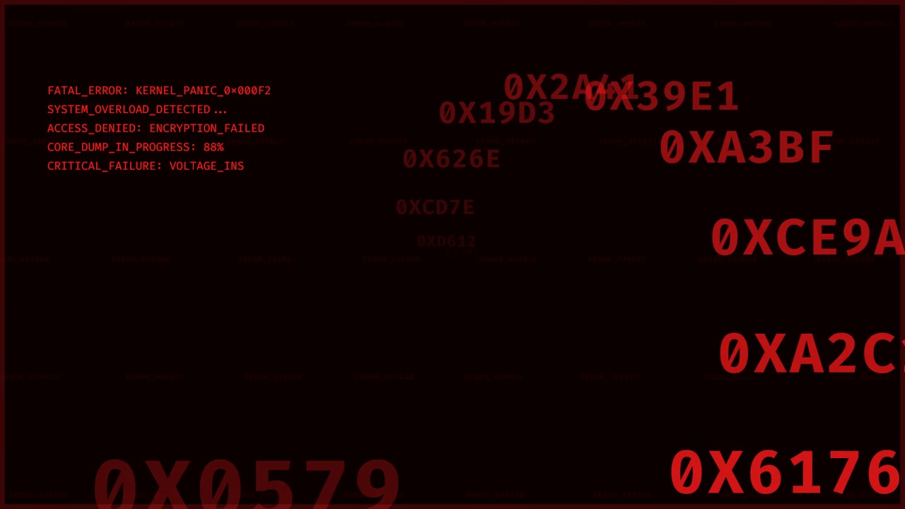 Digital System Error and Critical Failure Warning Screen