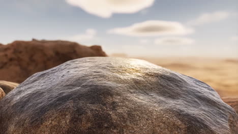 Desert landscape with a rock