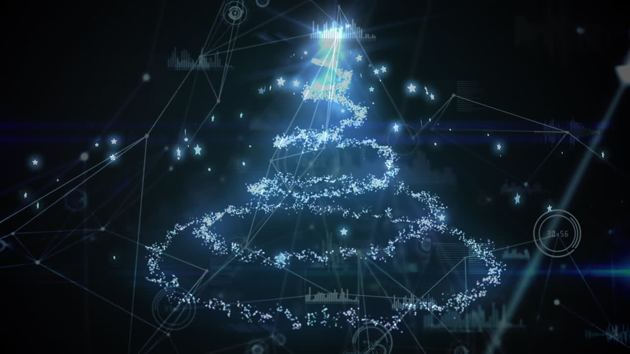 검은 바탕에 있는 별과 연결의 애니메이션