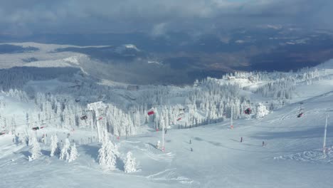 cable cars with people on ski trails at jahorina in bosnia and herzegovina