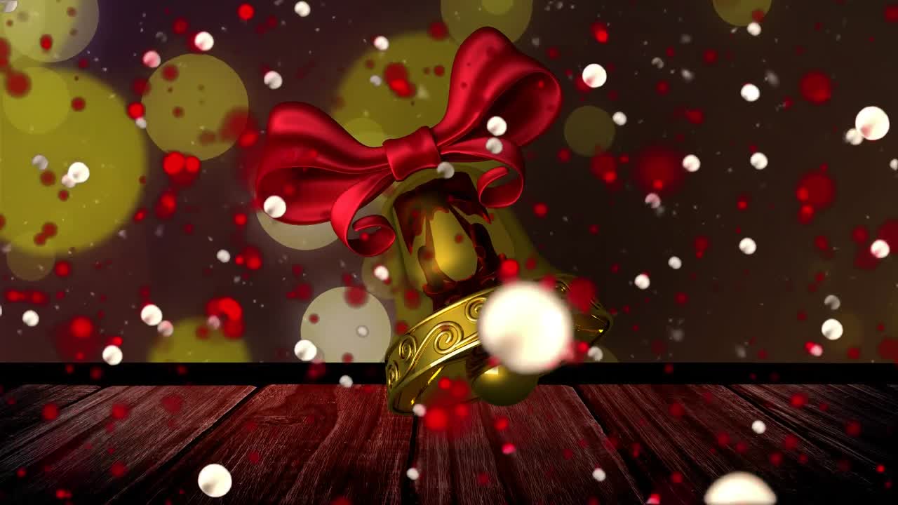 animación de la campana de navidad sobre los puntos