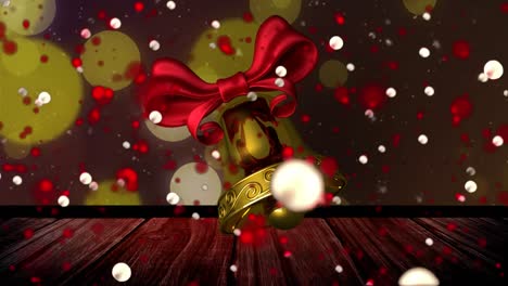 Animation-of-christmas-bell-over-spots