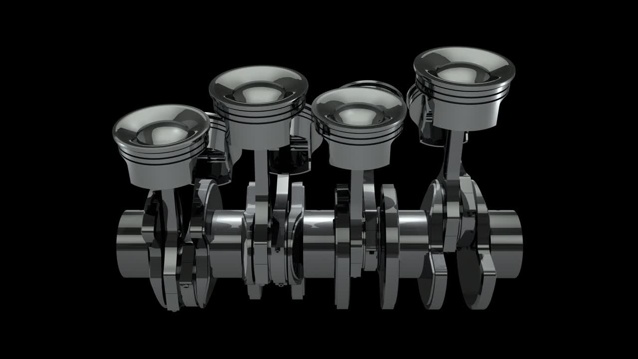 pistones giratorios del motor v8 en un cigüeñal - bucle