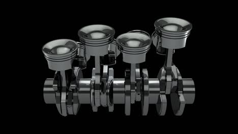 rotating v8 engine pistons on a crankshaft - loop