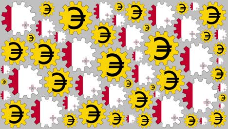 maltese flag and euro sign gears spinning background