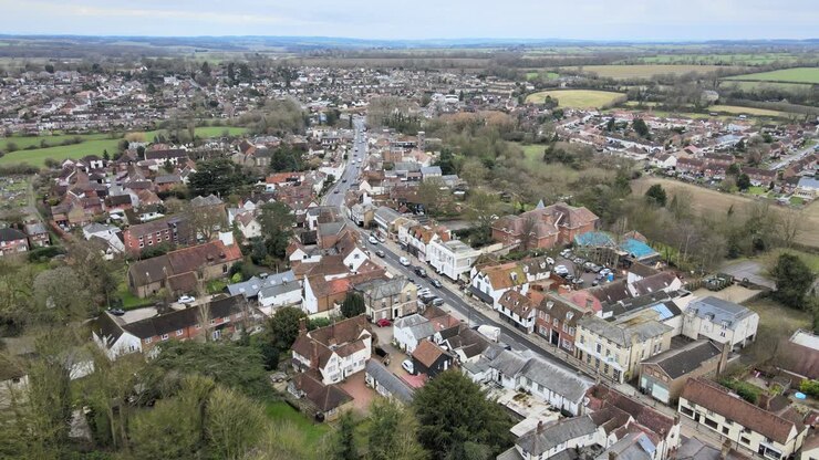Chipping Ongar, Essex: Riprese aeree da punto di vista elevato