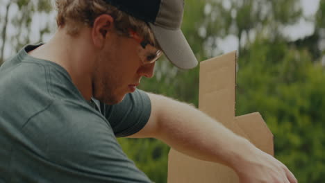 setting up cardboard target