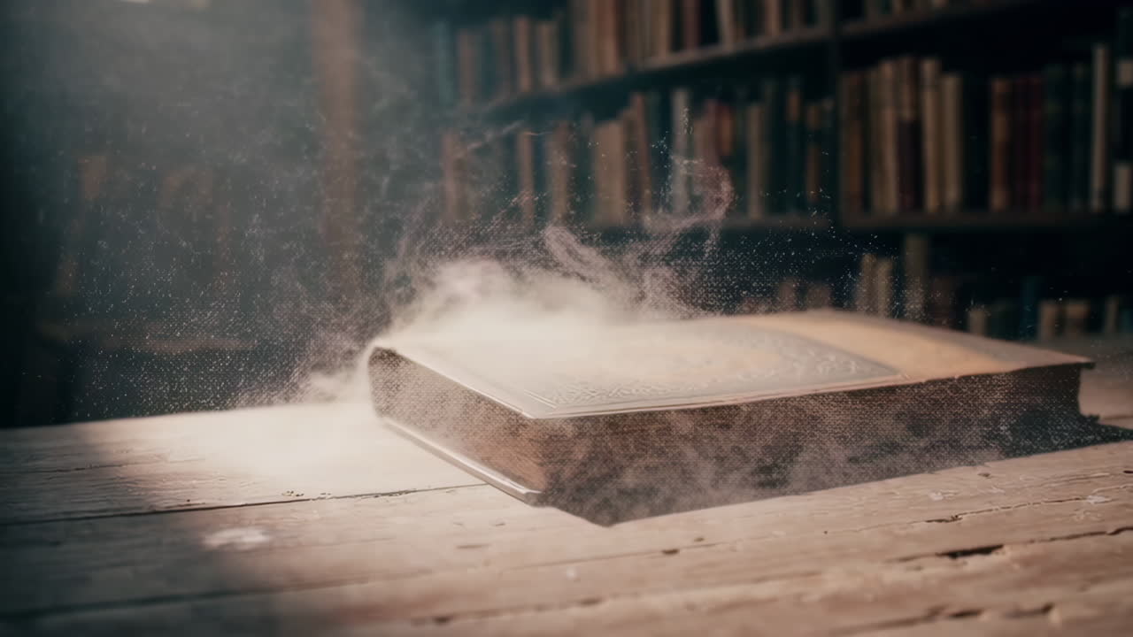 Antique Book in Dusty Library