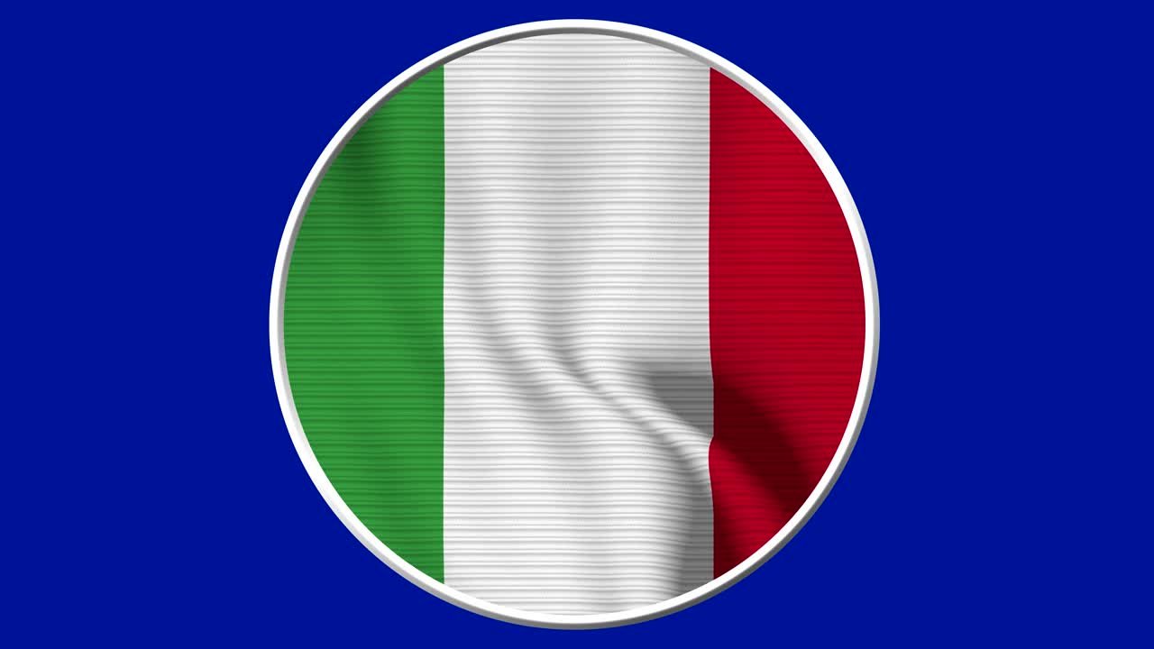 Loop circolare della bandiera italiana - Bandiera 4K realistica che sventola al vento.