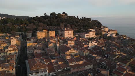 Old-French-City-from-Italian-Heritage-Next-to-Mediterranean-Sea-at-Sunset