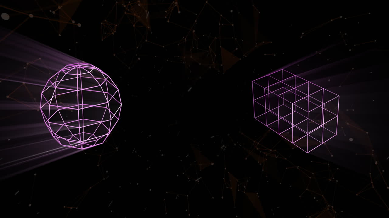 animación de formas rosadas en 3d sobre un fondo negro