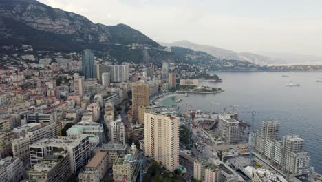 Coastline-on-Monaco-City,-Aerial-Panorama-Landscape