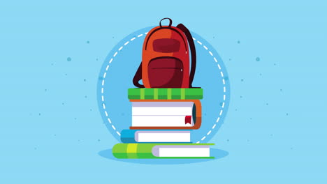 hora de volver a la escuela con libros y bolso