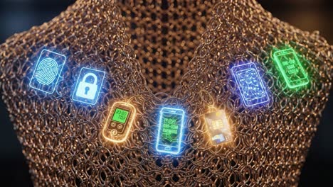 exploring the intersection of technology and fashion: a unique display of wearable devices showcasing innovation in a visual art form