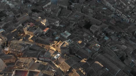 top down view of old city modica sicily at italy, aerial