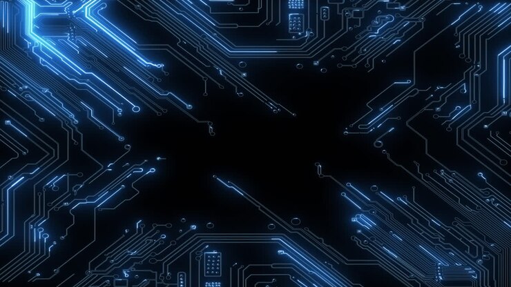 Design astratto e futuristico di un circuito stampato