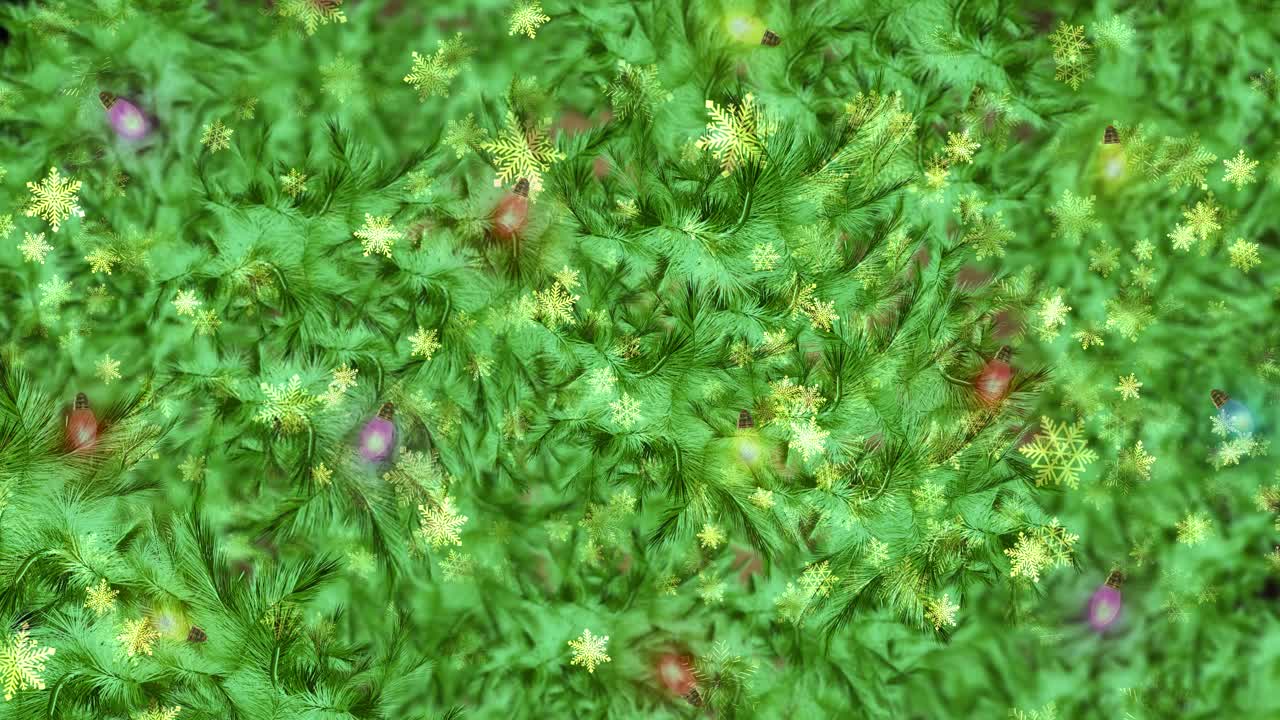 Close up christmas tree festive lights glittering frame new year fir tree decorations xmas ornaments