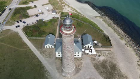 aerial of skagen lighthouse, skagen, denmark