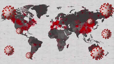 Animación-De-Células-Virales-Sobre-El-Mapa-Mundial