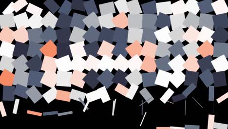 abstract grey and orange bright squares changing and moving on black background, seamless loop. animation. motion background design with colorful geometric figures.