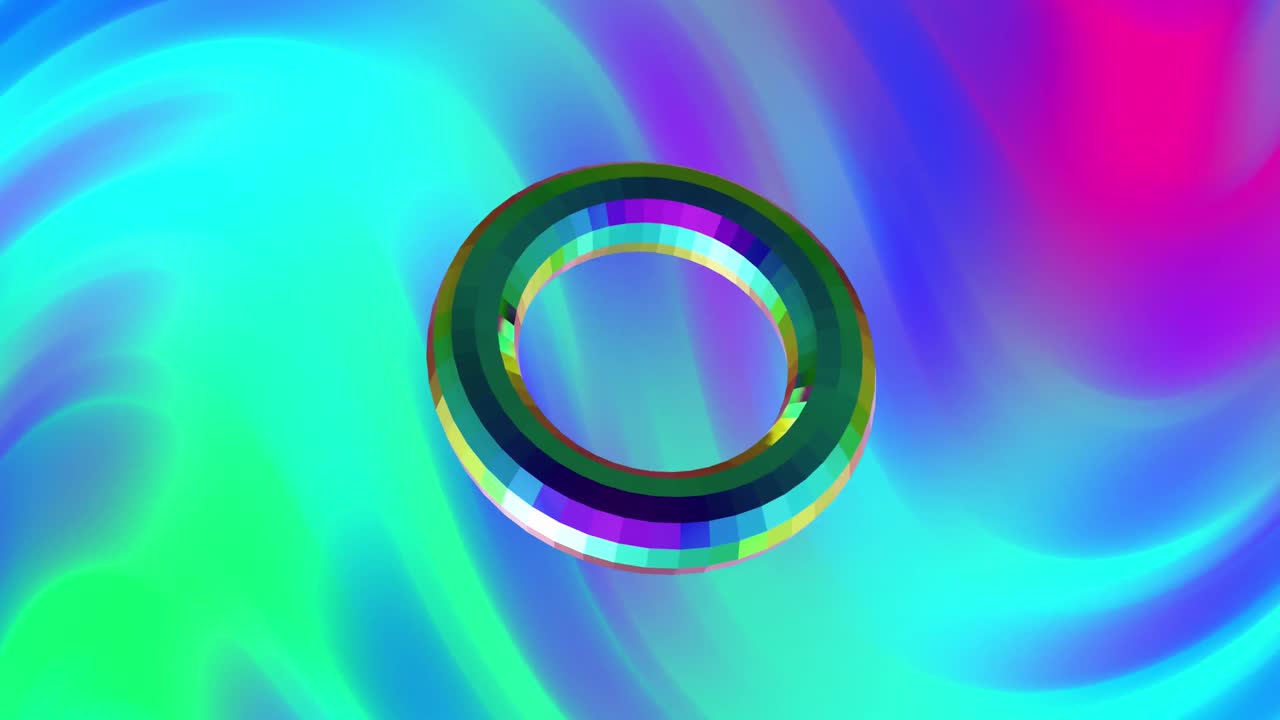 네온 다채로운 배경 위에 3d 다채로운 모양의 애니메이션