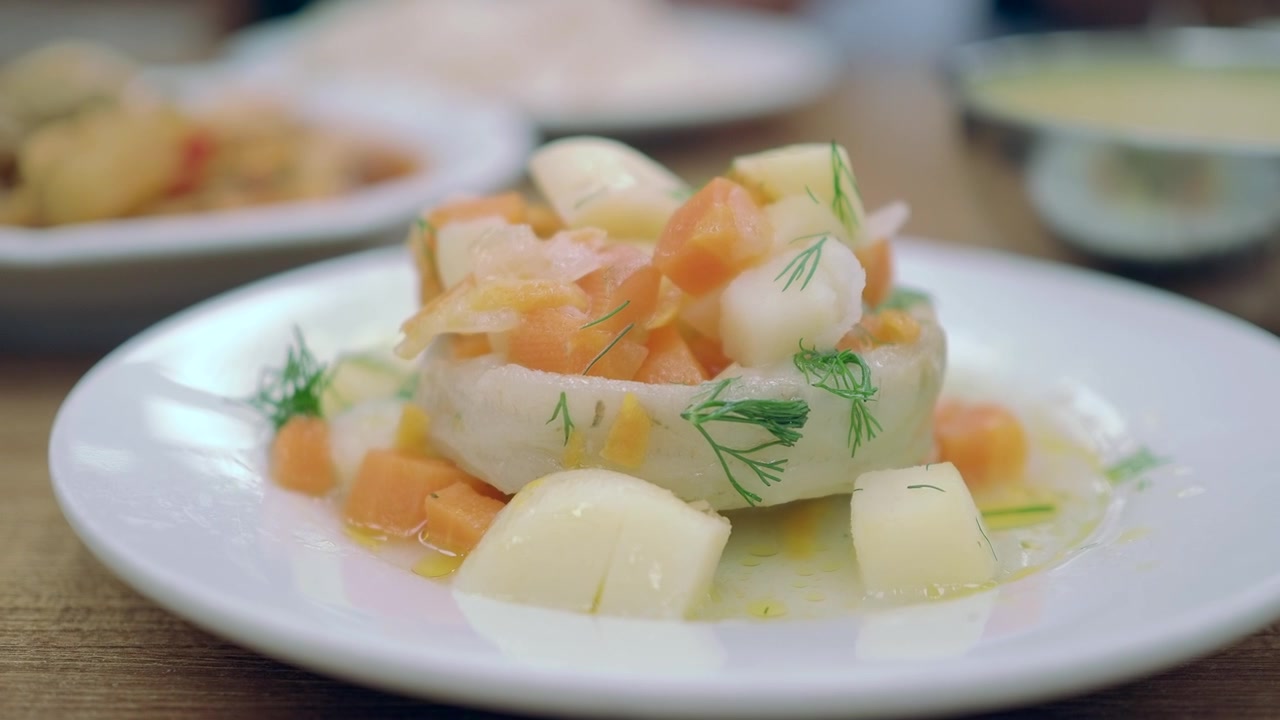 Artichoke Heart with Vegetables and Dill on a Plate