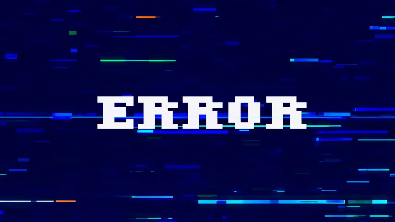 Retro glitch effect video with 'ERROR' text, simulating a malfunctioning screen
