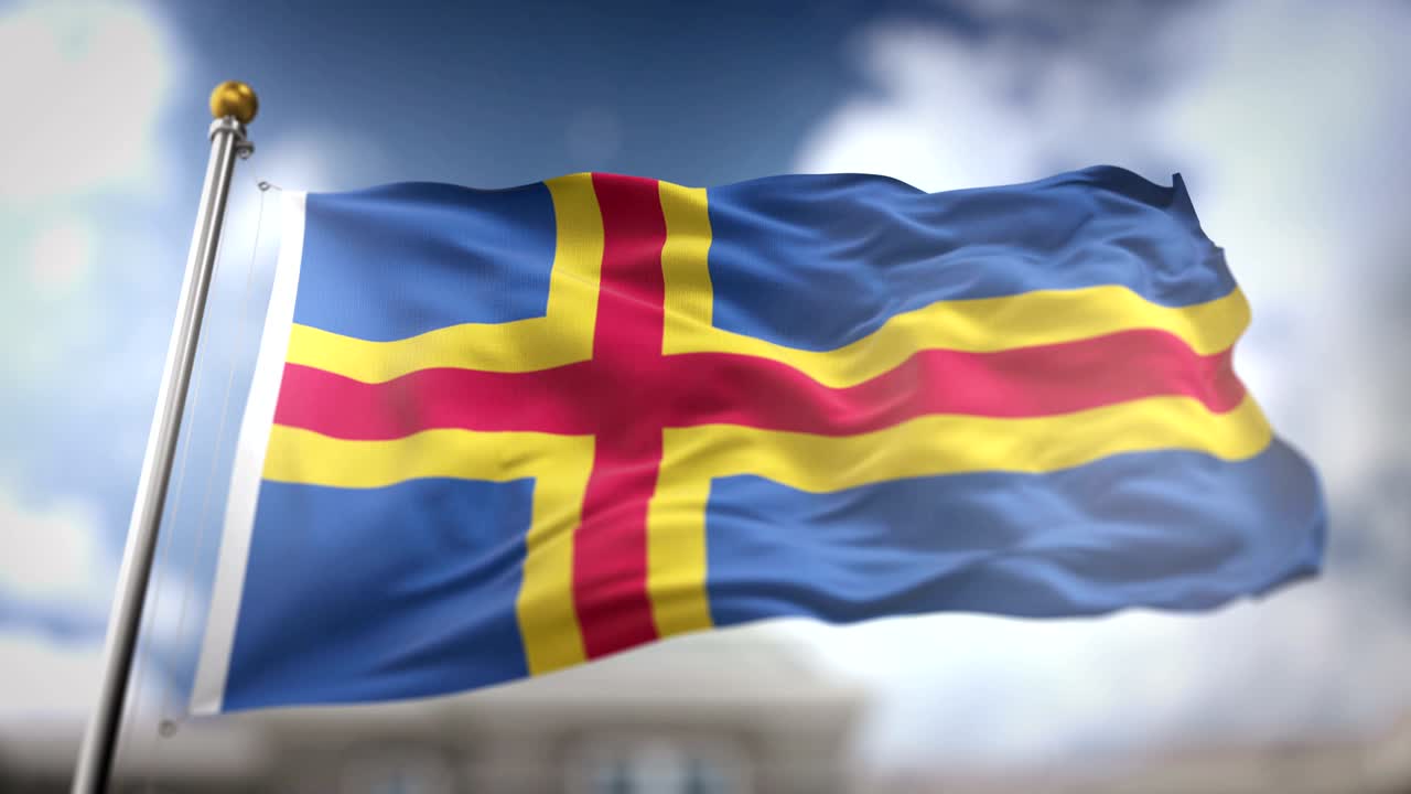 아랜드 섬의 발이 느린 동작으로 3d 렌더링 파란 하늘 배경 - 원활한 루프 4k