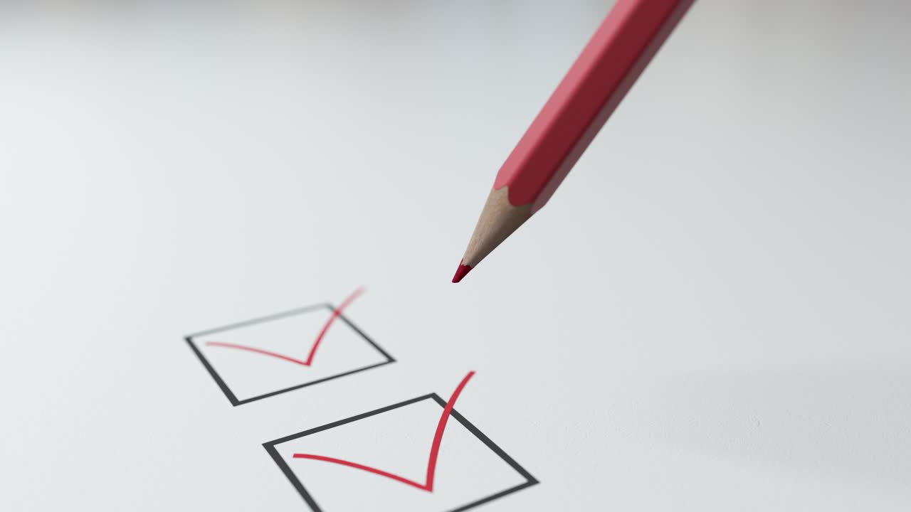 Checklist a red pencil will tick in black squares