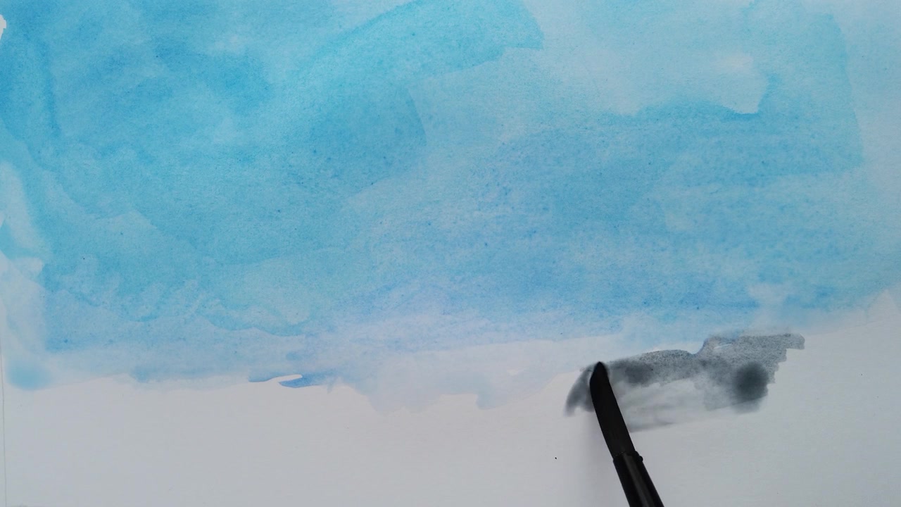 Zeichnung auf Papier mit Aquarellfarben.