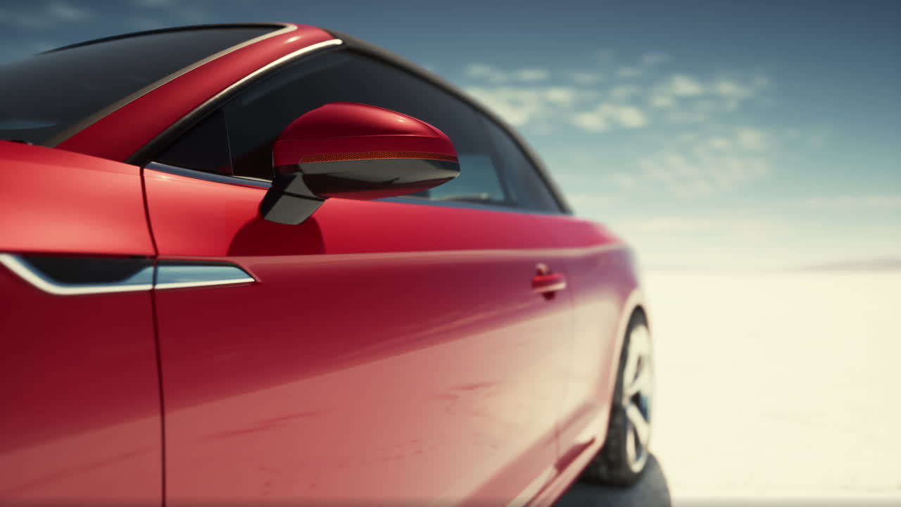 빨간색 커버리블 자동차 측면 뷰