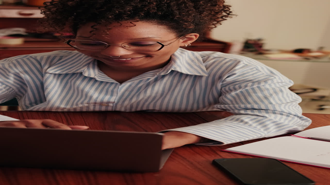 Woman Working From Home on Laptop