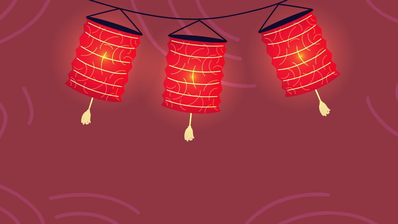 animación de mediados de otoño con lámparas colgando