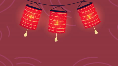 animación de mediados de otoño con lámparas colgando