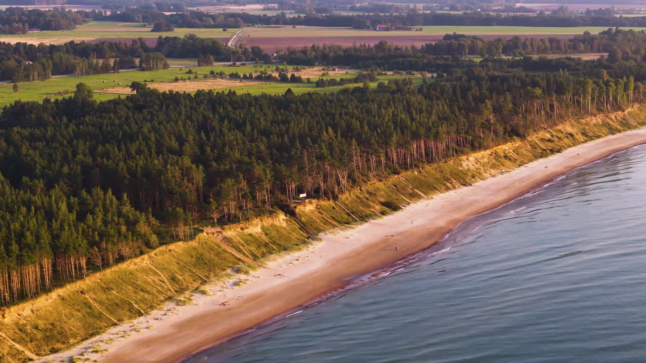 Picturesque Seashore Of Jurkalne In Jurkalne Parish, Ventspils Municipality, Latvia. Aerial Drone Shot