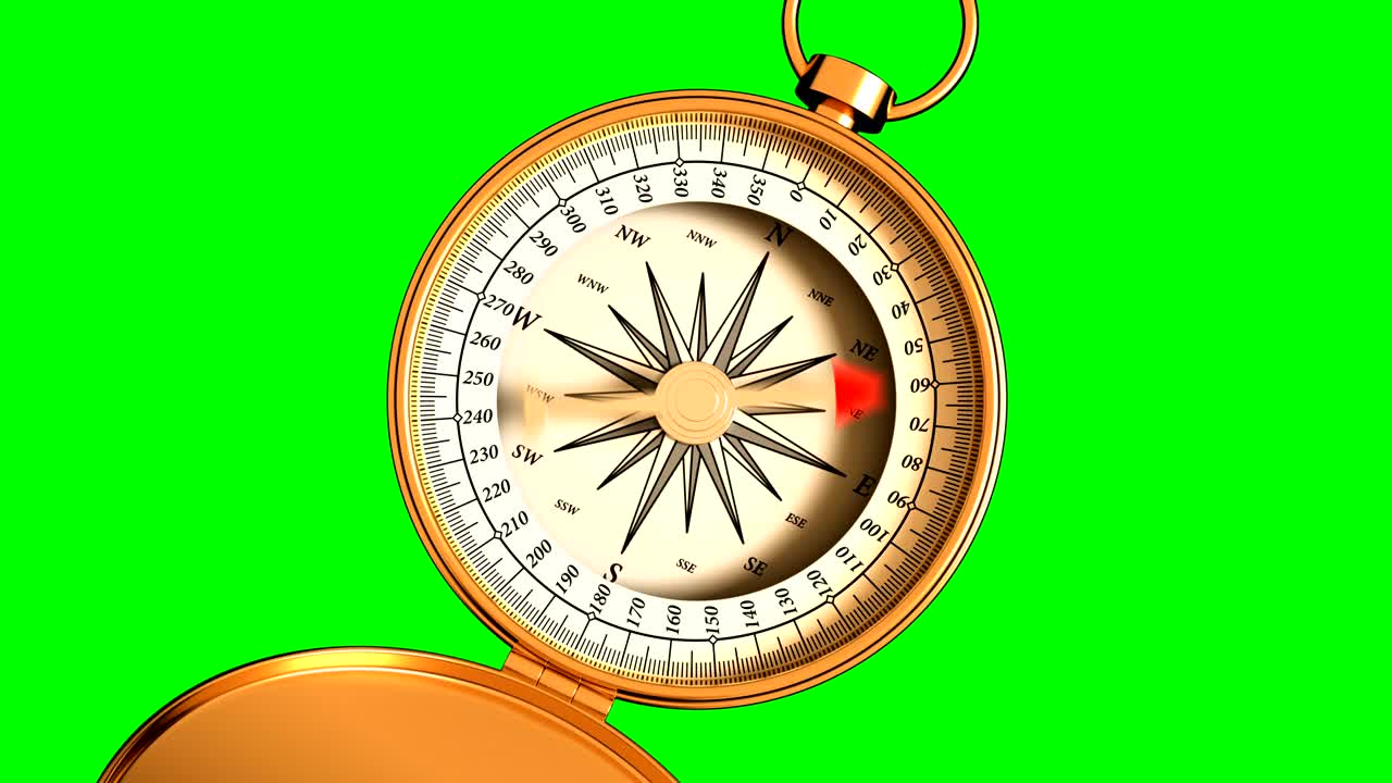 4K. Compass Indicating Direction On Green Screen. UHD.