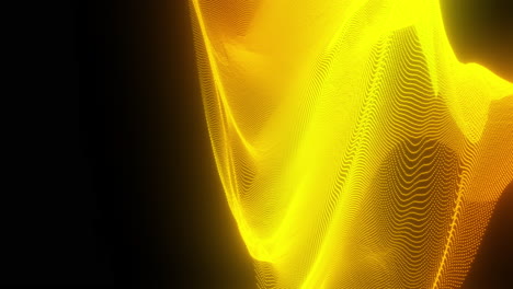 orange ethereal glowing abstract particle waves with flowing random rapid movements with black background. concept of ai artificial intelligence, data analysis.